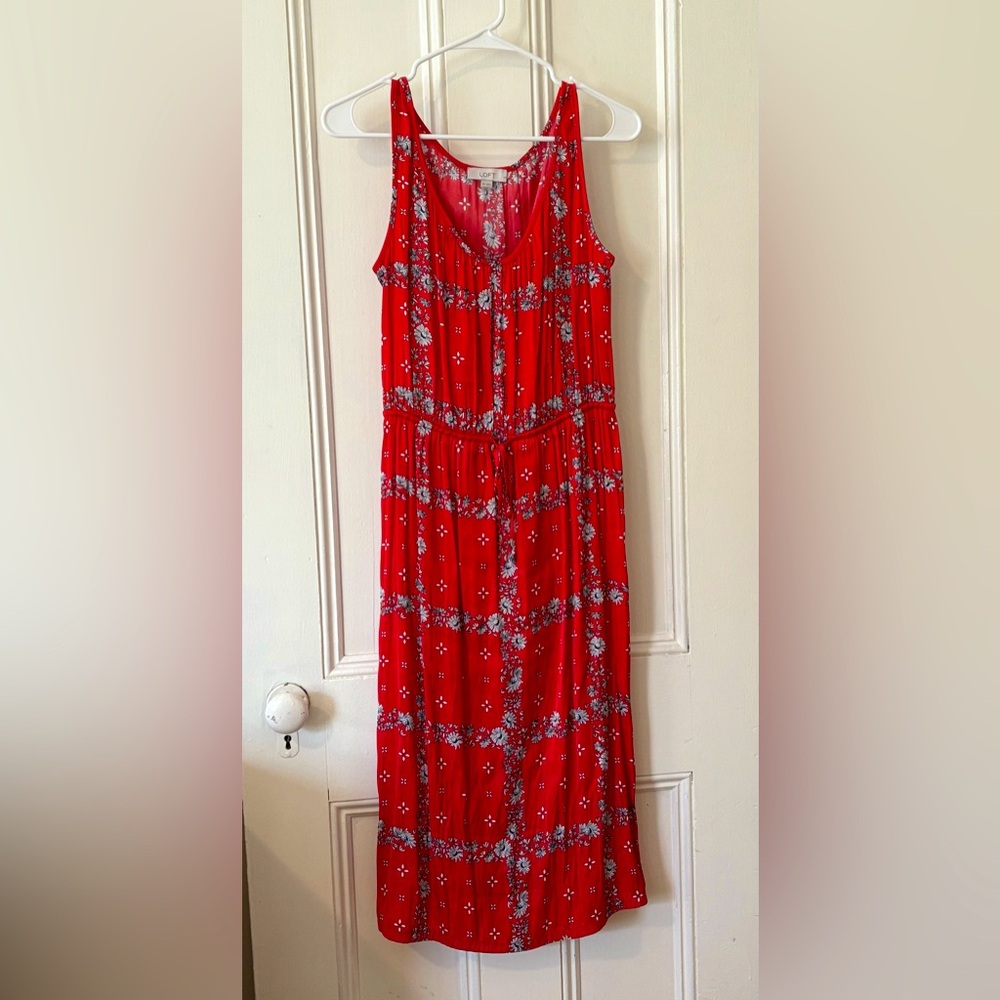 Loft red/black/white dress. Size petite medium. Worn once.